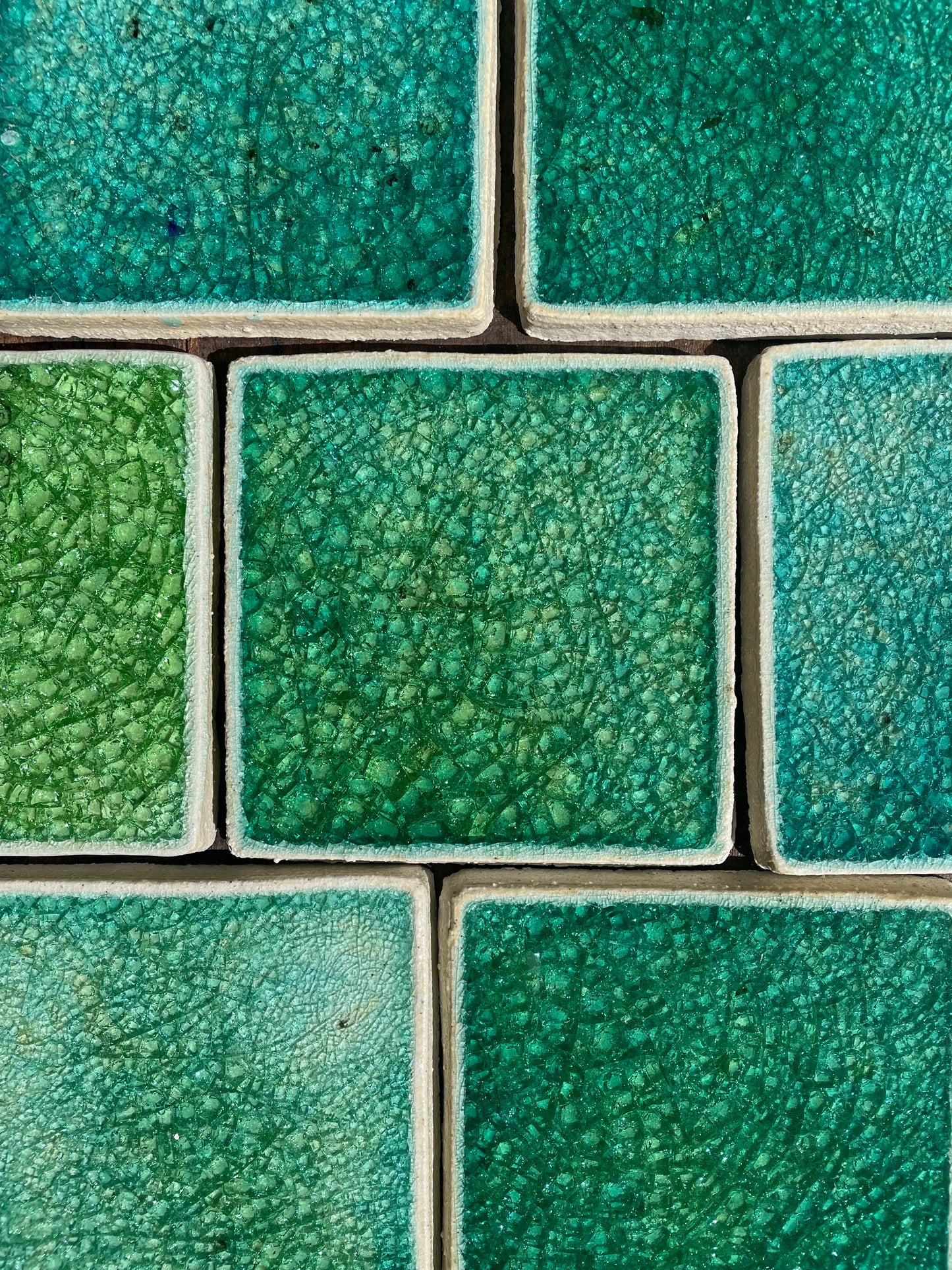 Emerald: Bespoke Crystal Glass Jewel Tile - Set of 10