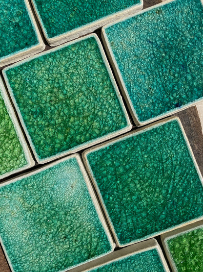 Emerald: Bespoke Crystal Glass Jewel Tile - Set of 10