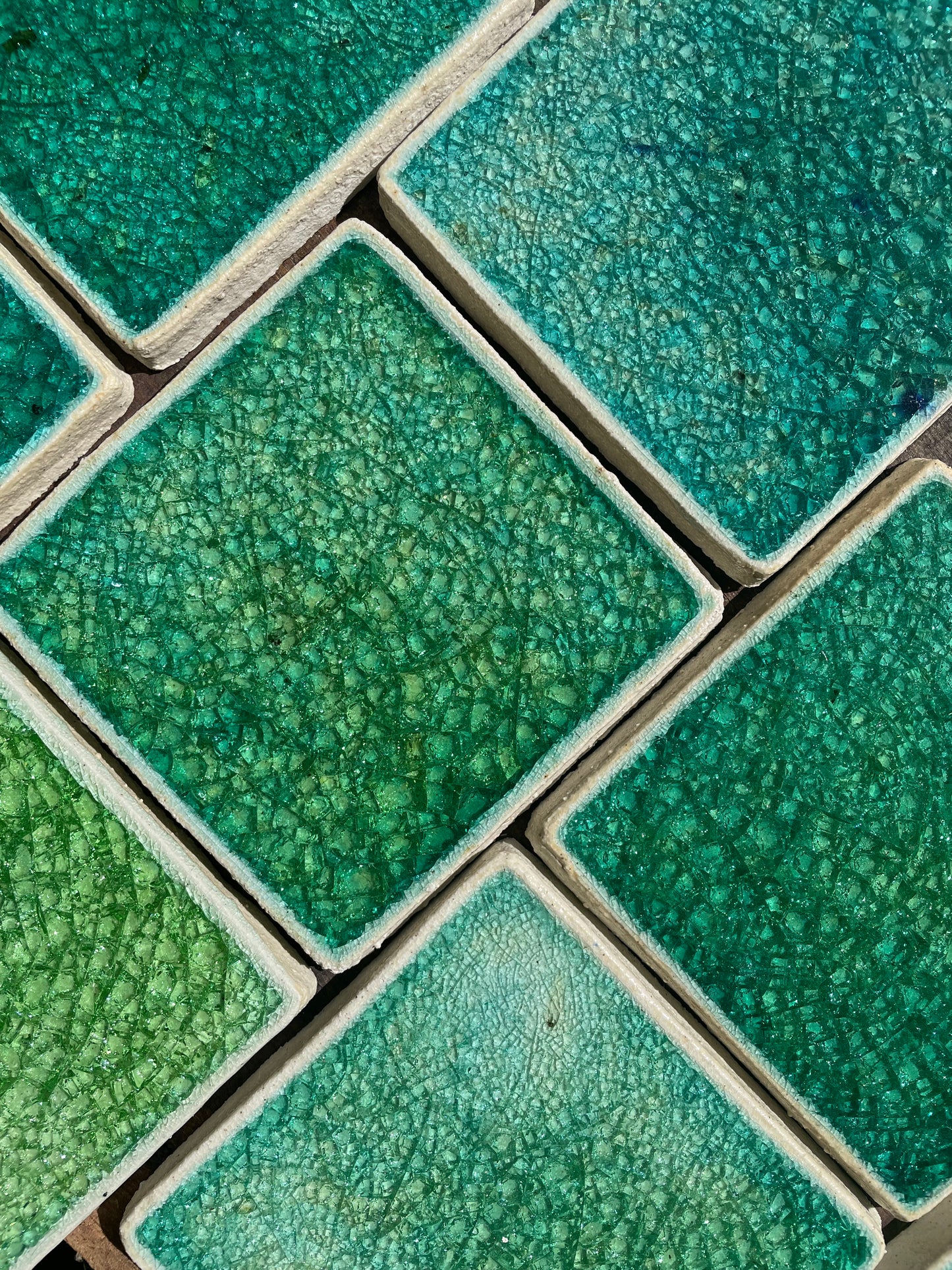 Emerald: Bespoke Crystal Glass Jewel Tile - Set of 10