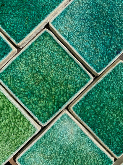 Emerald: Bespoke Crystal Glass Jewel Tile - Set of 10