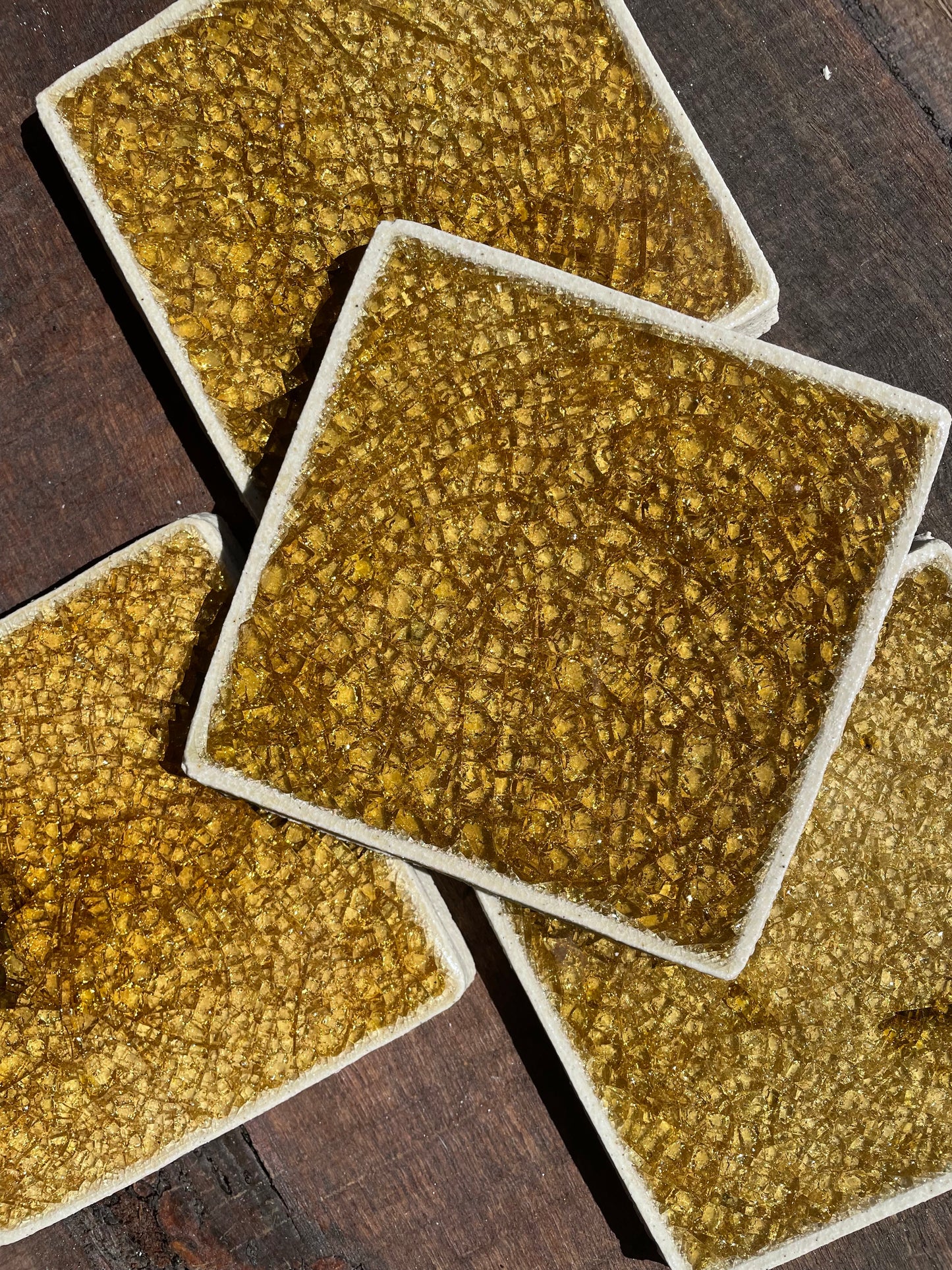 Amber - Bespoke Crystal Glass Jewel Tile: Set of 10
