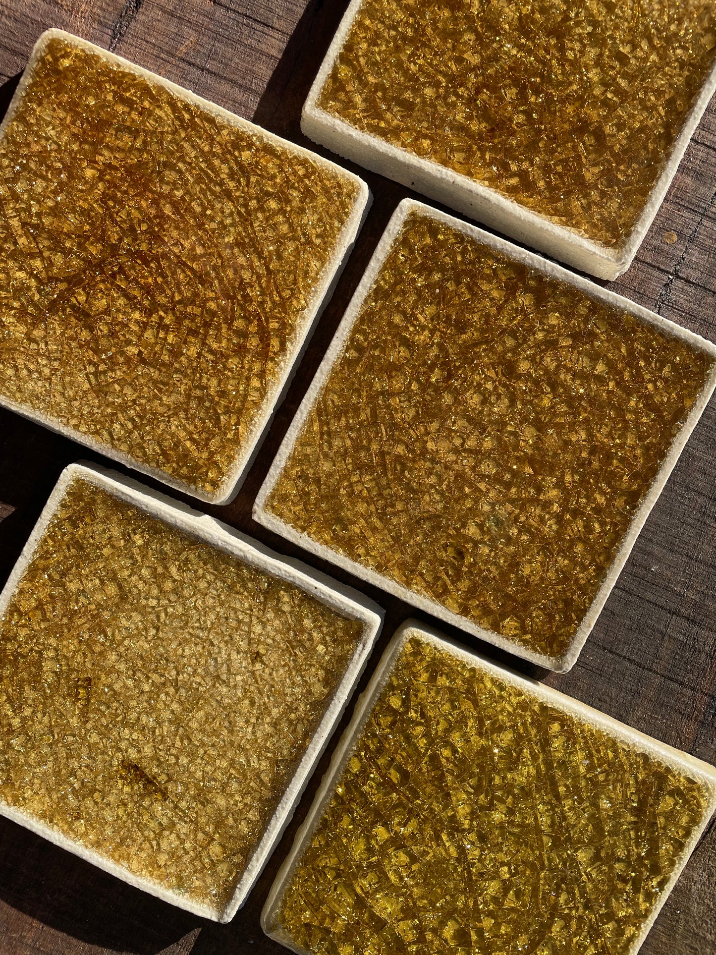 Amber - Bespoke Crystal Glass Jewel Tile: Set of 10