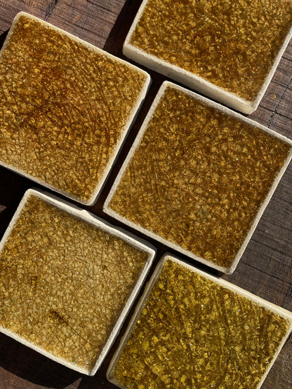Amber - Bespoke Crystal Glass Jewel Tile: Set of 10