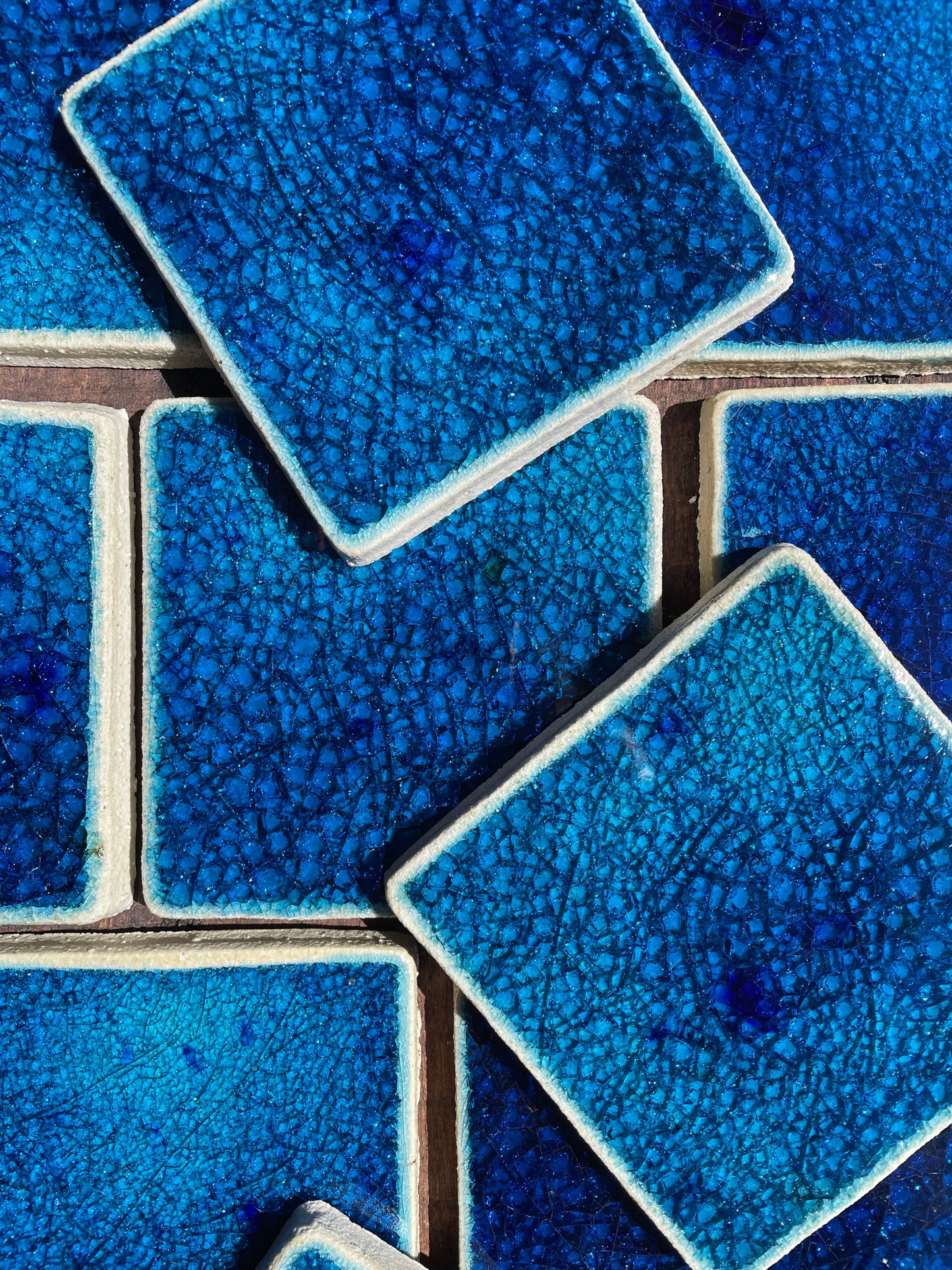 Sapphire: Bespoke Crystal Glass Jewel Tile: Set of 10