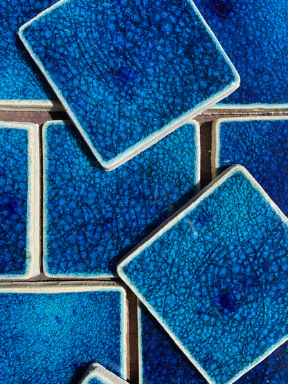 Sapphire: Bespoke Crystal Glass Jewel Tile: Set of 10