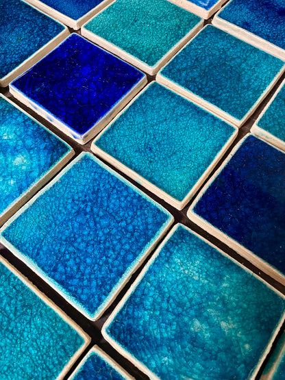 Sapphire: Bespoke Crystal Glass Jewel Tile: Set of 10