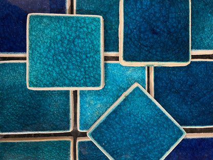 Turquoise - Bespoke Crystal Glass jewel Tiles: Set of 10