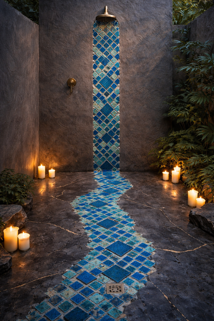 Bespoke Crystal Glass Jewel Tile: Turquoise